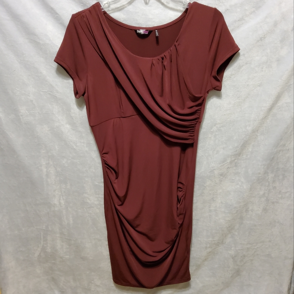 SHAPE SATIONAL ULTIMATE SHAPING BURGUNDY SHORT SLEEVE SIZE M - Picture 1 of 7